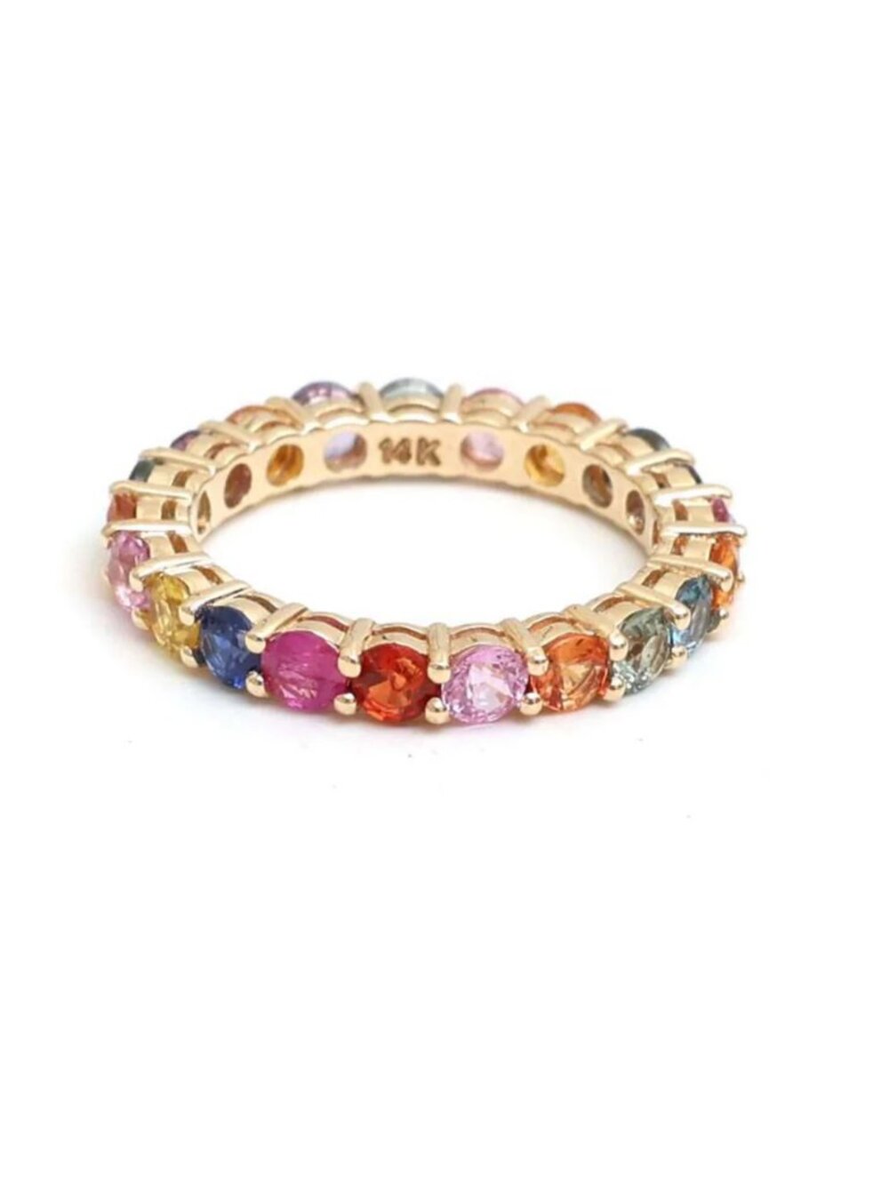 Spectrum Multi-Color Sapphire 14K (18K Custom) Gold Eternity Ring